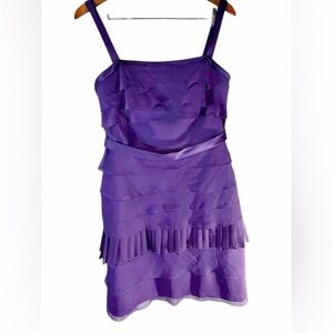 White by Vera Wang Purple Tiered Ruffle Cocktail Dress Size 12